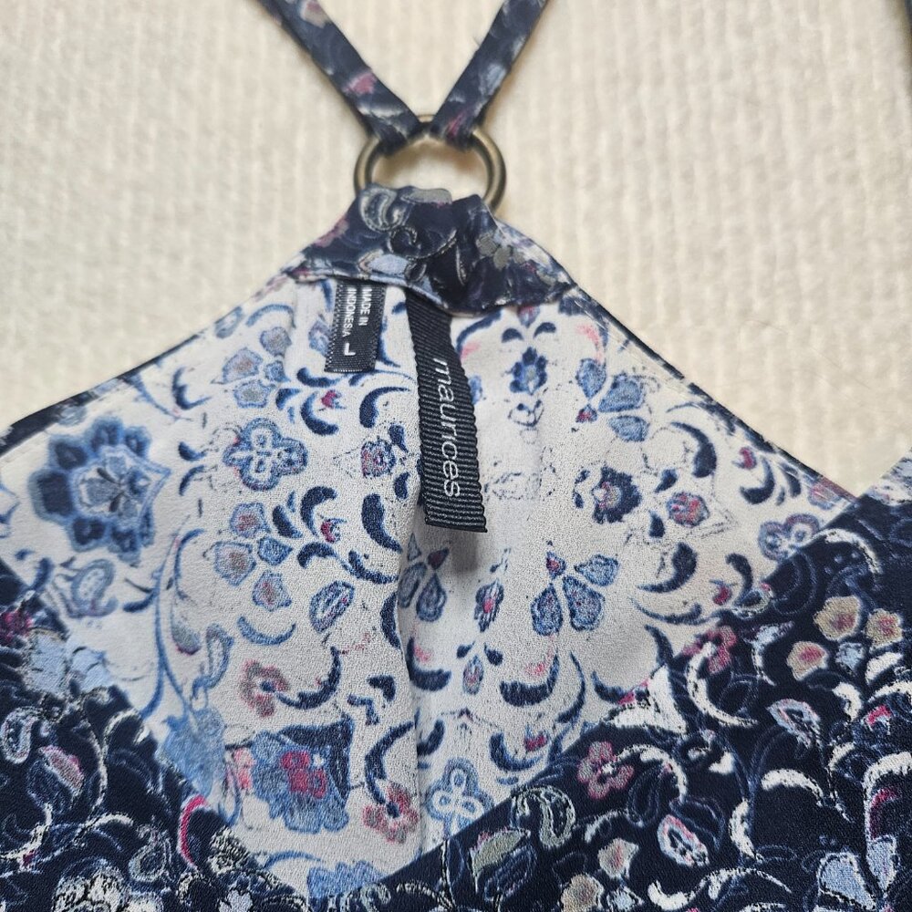 Maurices blue floral halter top - size Large - Picture 2 of 8